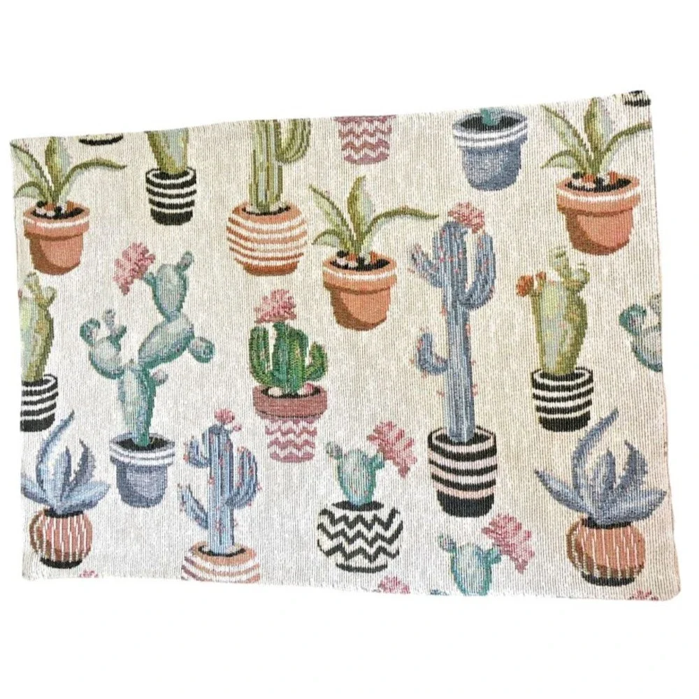 Southwest Cactus Desert Placemats Tapestry Satin Backed 13x18 Set of 4 Western